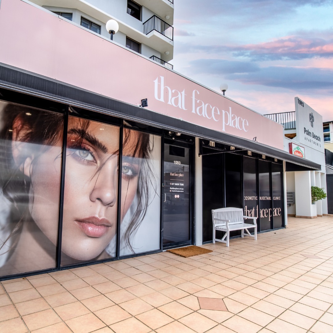 Palm Beach shopfront of a Gold Coast cosmetic injectable clinic at dusk